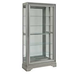 Traditional Sliding Door Curio, Gray Finish
