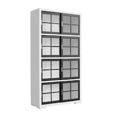 Contemporary 4-Shelf Sliding Door Bookcase