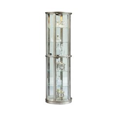 Lighted Half Round 5 Shelf Curio Cabinet in Aged Silver