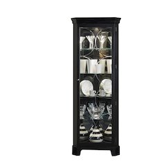 Lighted 4 Shelf Corner Curio Cabinet in Oxford Black