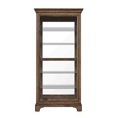 Traditional Sliding Door Curio with Glass Shelves and LED Light