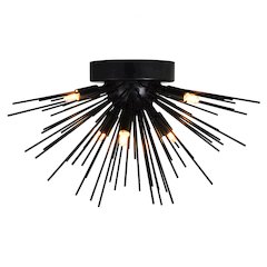 Savannah 6 Light Flush Mount With Black Finish