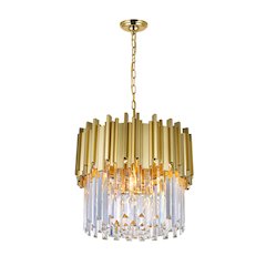 Deco 4 Light Down Chandelier With Medallion Gold Finish