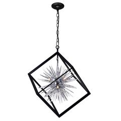 Starburst 6 Light Chandelier With Chrome & Black Finish