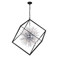 Starburst 20 Light Chandelier With Chrome & Black Finish