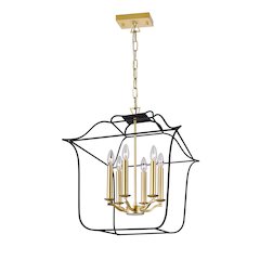 Tudor 6 Light Chandelier With Satin Gold & Black Finish
