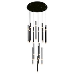 Flute 16 Light LED Chandelier With Black Finish