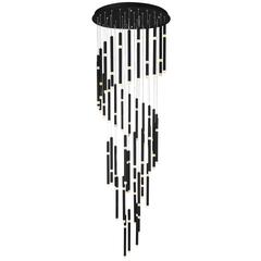 Flute 54 Light LED Chandelier With Black Finish