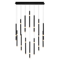 Flute 14 Light LED Chandelier With Black Finish