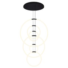 Hoops 6 Light LED Chandelier With Black Finish