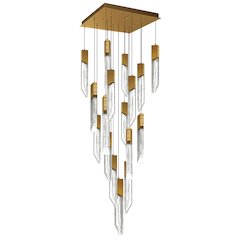 Petra Integrated LED 24in Brass Chandelier with Handcrafted Glass
