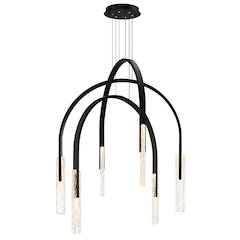 Curva Integrated LED 38in Black Chandelier with Handcrafted Glass