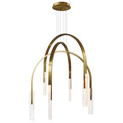 Curva Integrated LED 38in Brass Chandelier with Handcrafted Glass