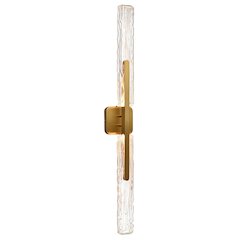 Curva Integrated LED 36in Brass Vanity Light with Handcrafted Glass