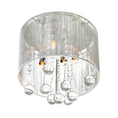 Water Drop 4 Light Drum Shade Flush Mount With Chrome Finish