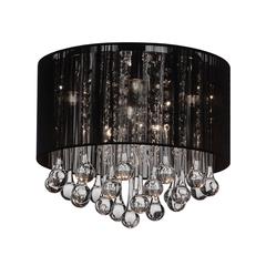 Water Drop 6 Light Drum Shade Flush Mount With Chrome Finish