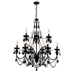 Keen 9 Light Up Chandelier With Black Finish