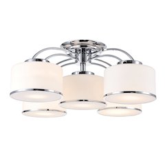 Frosted 5 Light Drum Shade Flush Mount With Chrome Finish