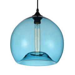 Glass 1 Light Down Mini Pendant With Blue Finish