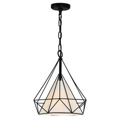 Diamond 1 Light Down Pendant With Black Finish