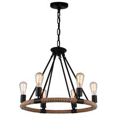 Ganges 6 Light Up Chandelier With Black Finish