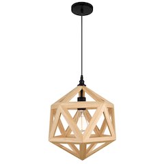 Lante 1 Light Pendant With Black & Wood Finish