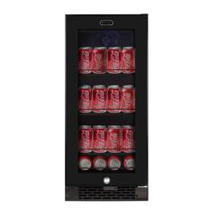Built-in Black Glass 80-can capacity 3.4 cu ft. Beverage Refrigerator