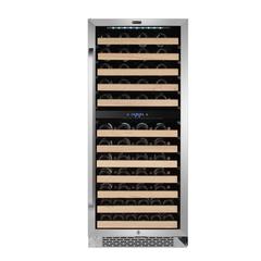 92 Bottle Built-in Stainless Steel Dual Zone Compressor Wine Refrigerator