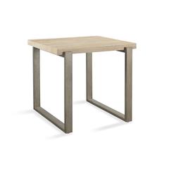 Ariela Natural Travertine End Table with Bronze Metal Base