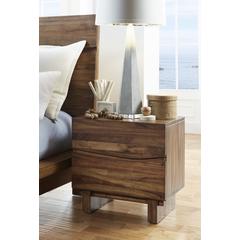 Ocean Two Drawer Solid Wood Nightstand in Natural Sengon