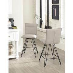 Demi Hairpin Leg Swivel Counter Stool in Taupe, set of 2