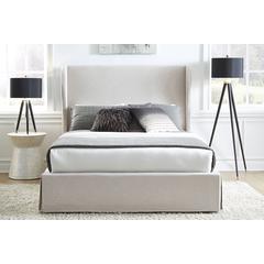 Hera Skirted Footboard Storage Panel Bed in Oatmeal