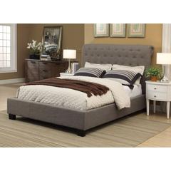 Royal Tufted Platform Bed in Dolphin Linen