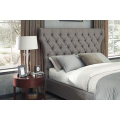 Melina Tufted Upholstered Headboard in Dolphin Linen