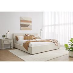 Louis Upholstered Platform Bed in Natural Linen