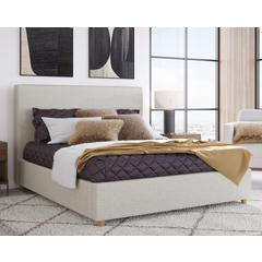 Olivia Upholstered Platform Bed in Ivory
