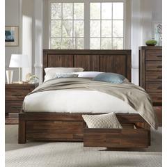 Meadow Solid Wood Footboard Storage Bed in Brick Brown