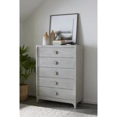 Boho Chic Five-Drawer Chest in Washed White (2024)