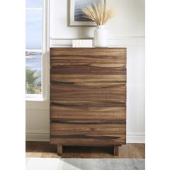 Ocean Five Drawer Solid Wood Chest in Natural Sengon (2024)