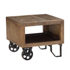 Coalburn Reclaimed Wood Square Side Table in Russett Brown