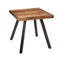 Reese Live Edge Solid Wood Metal Leg End Table in Natural Acacia
