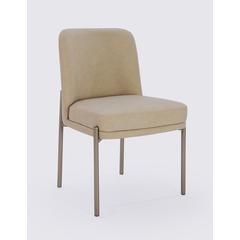 Upholstered Dining Chair in Camel Synthetic Leather, set of 2