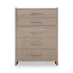 Gardenia Five Drawer Oak Wood Chest in Chai