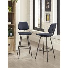 Vinson Modern Swivel Bar Stool in Cobalt, set of 2