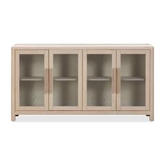Liv Glass Door Ash Wood Sideboard in White Sand