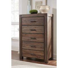Meadow Five Drawer Solid Wood Chest in Brick Brown (2024)