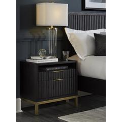 Kentfield Solid Wood Two Drawer Nightstand in Black Drifted Oak