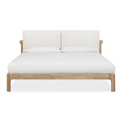 Furano Upholstered Two Cushion Platform Bed in Ginger and Natural Linen