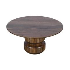 Virton Solid Wood Round Coffee Table in Smoked Brown