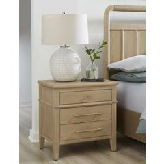Camden Three Drawer Oak Wood Nightstand in Chai